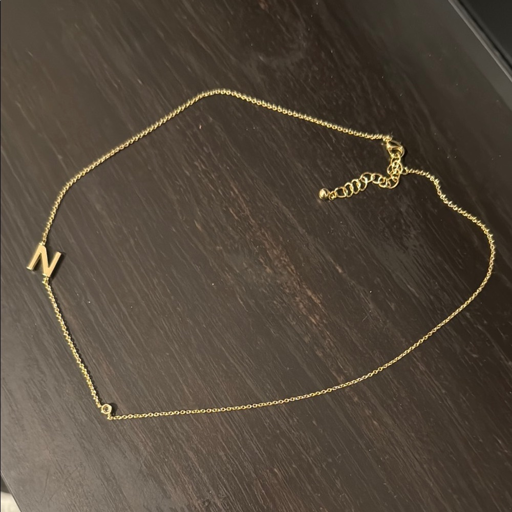 Gold Initial 'N' Necklace